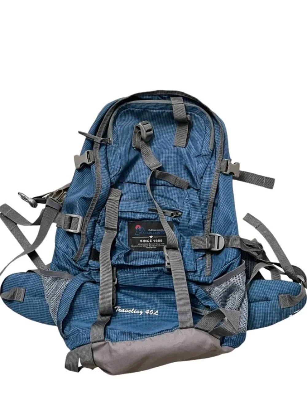 Mountaintop 40L Hiking Backpack Travel Camping Trekking Daypack Rain Cover Blue